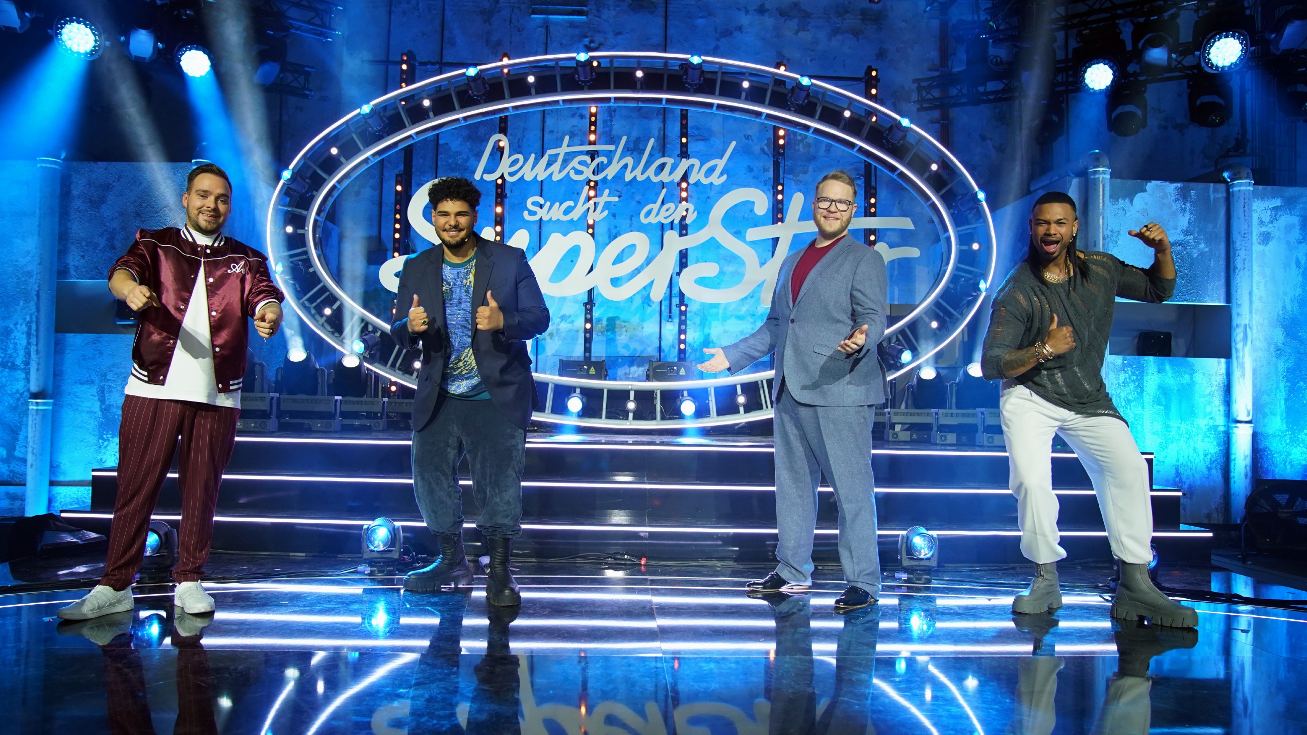 Die vier DSDS-Finalisten: Kevin Jenewein, Starian McCoy, Jan-Marten Block und Karl Jeroboan