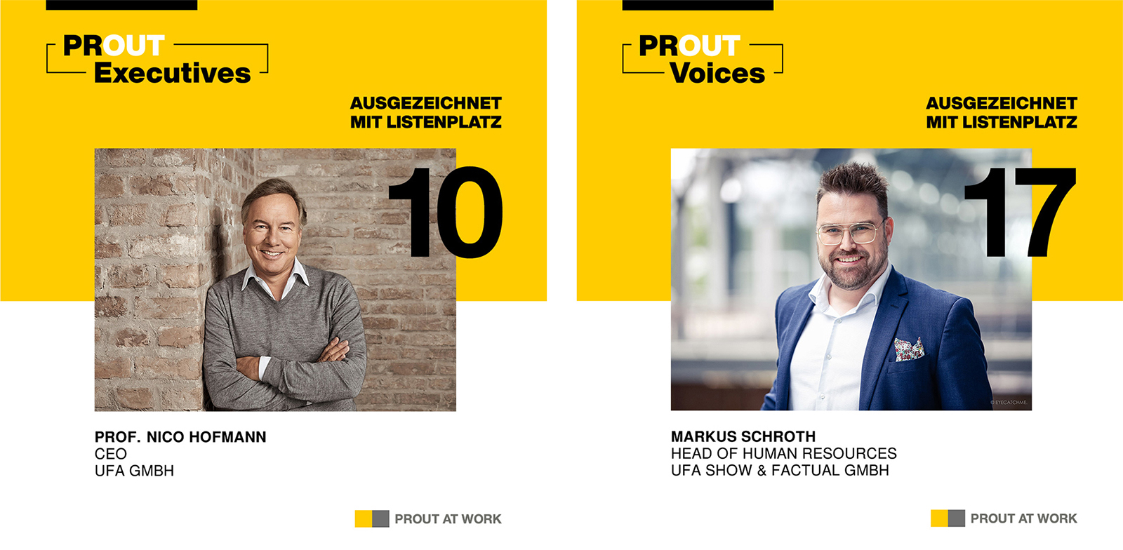 Nico Hofmann und Markus Schroth sind als PROUT PERFORMER 2021 ausgezeichnet