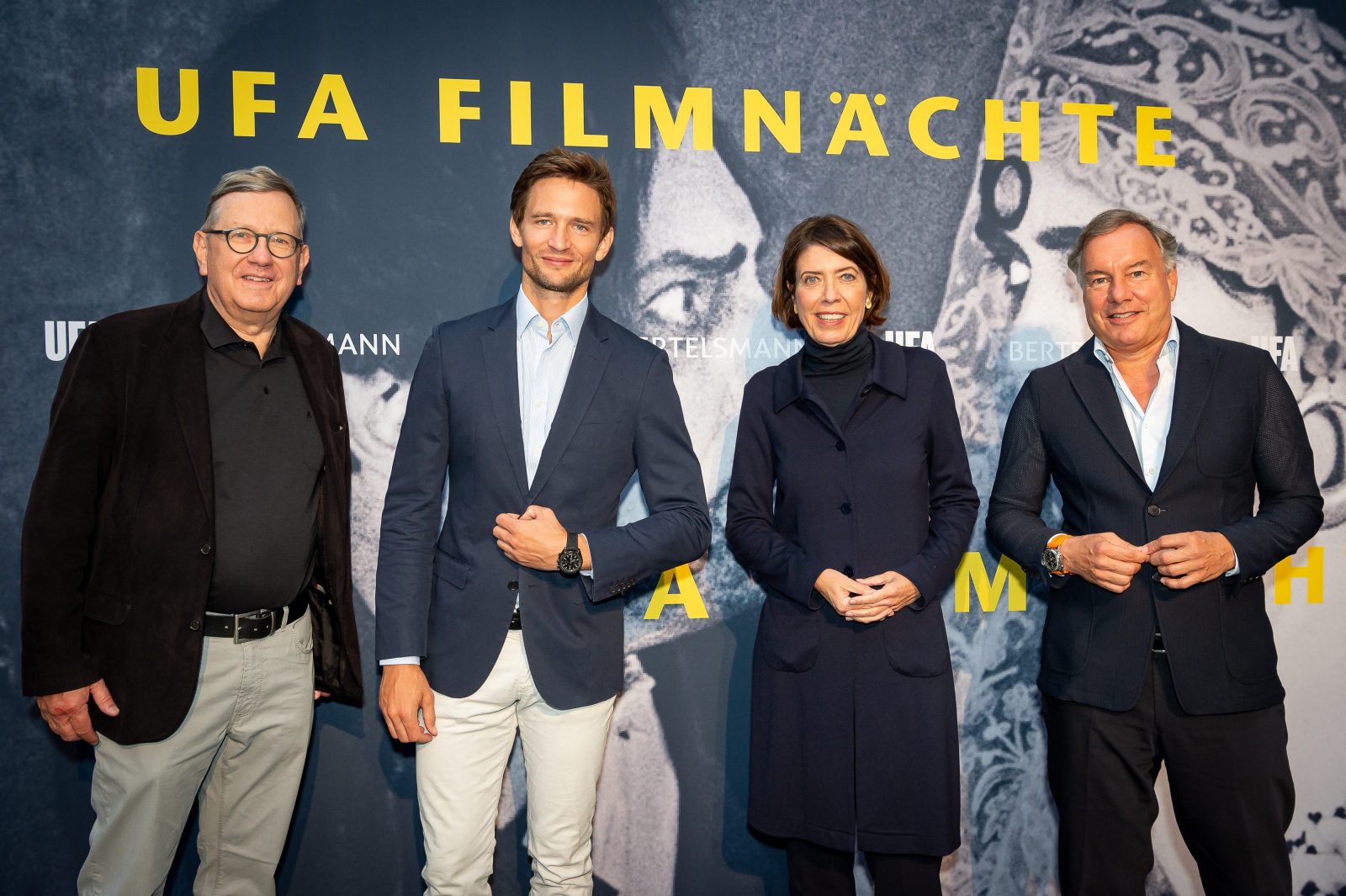 vl: Friedemann Beyer, Kurator der UFA Filmnächte; August Wittgenstein, Filmpate;  Helen Müller; Nico Hofmann 